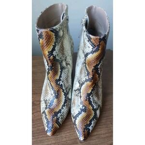 Charles By Charles David Snakeskin Ankle Boot Sz 6M Women Block Heel Pointed Toe